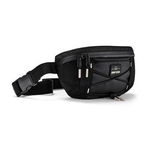 Schwarze sportliche Bauchtasche 'Devin' von Johnny Urban mit Reißverschluss und elastischem Frontband