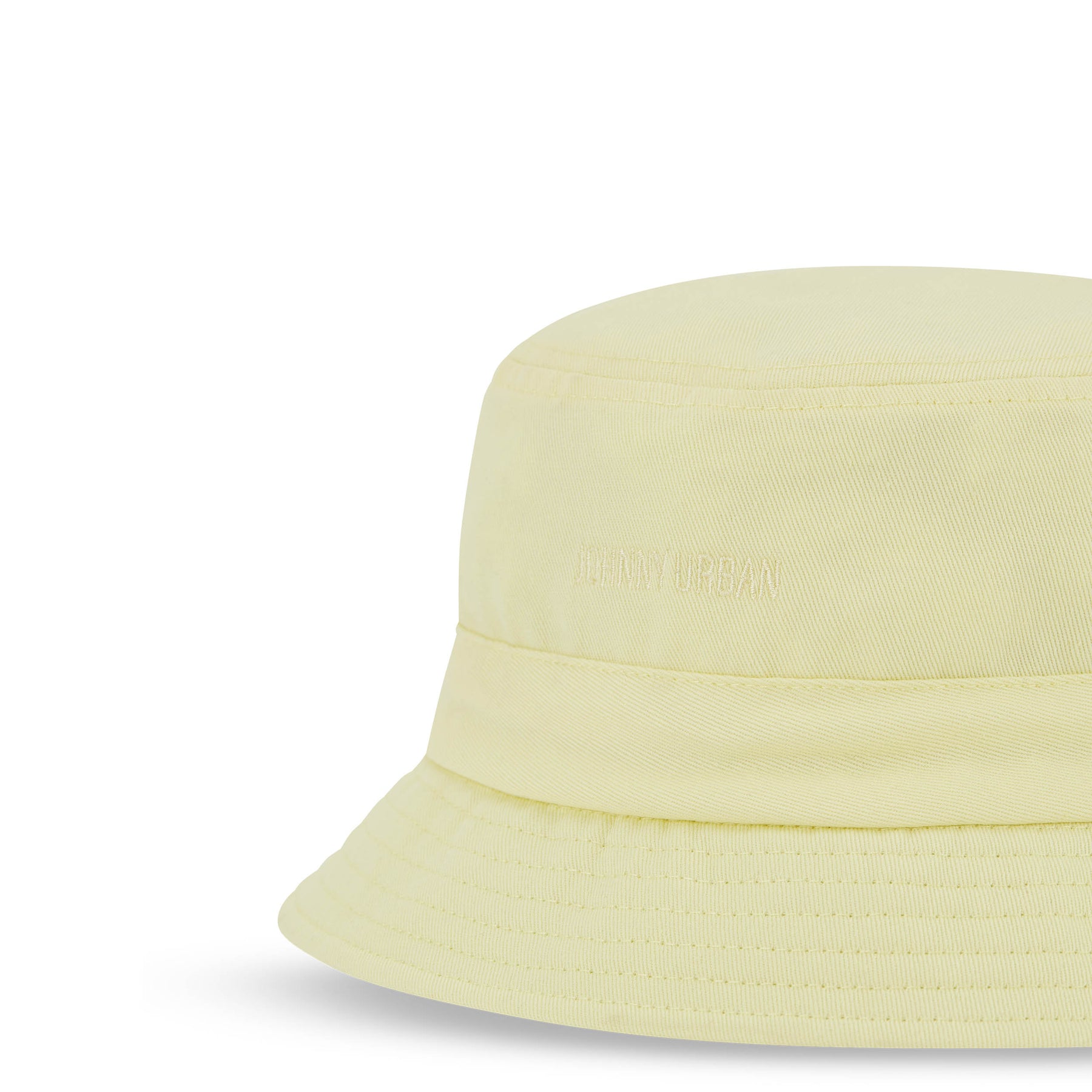 Hellgelber Baumwoll-Bucket-Hat mit gesticktem 'Johnny Urban' Schriftzug