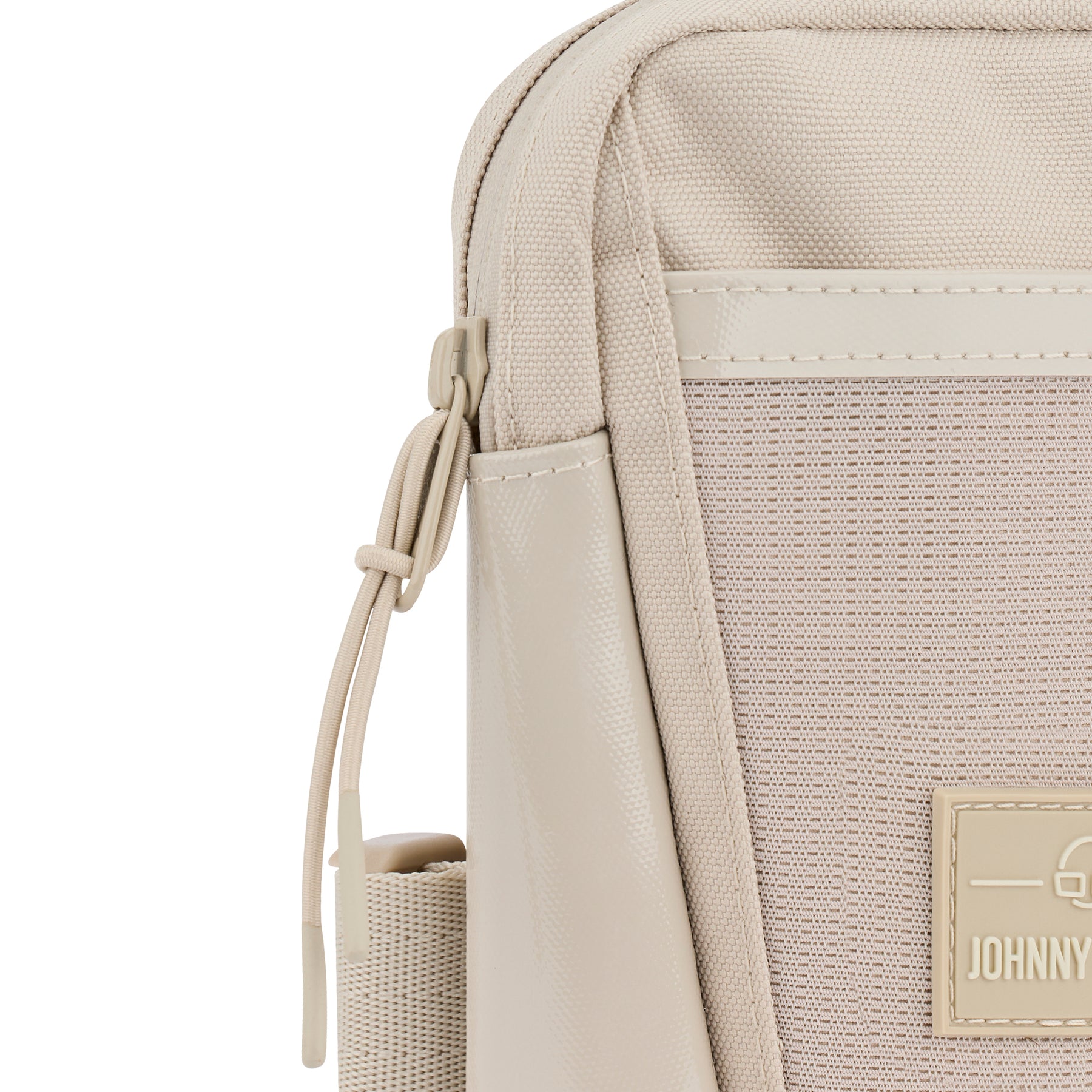 Beige Umhängetasche 'Lex' von Johnny Urban mit Textil- und Lederdetails und verstellbarem Trageriemen