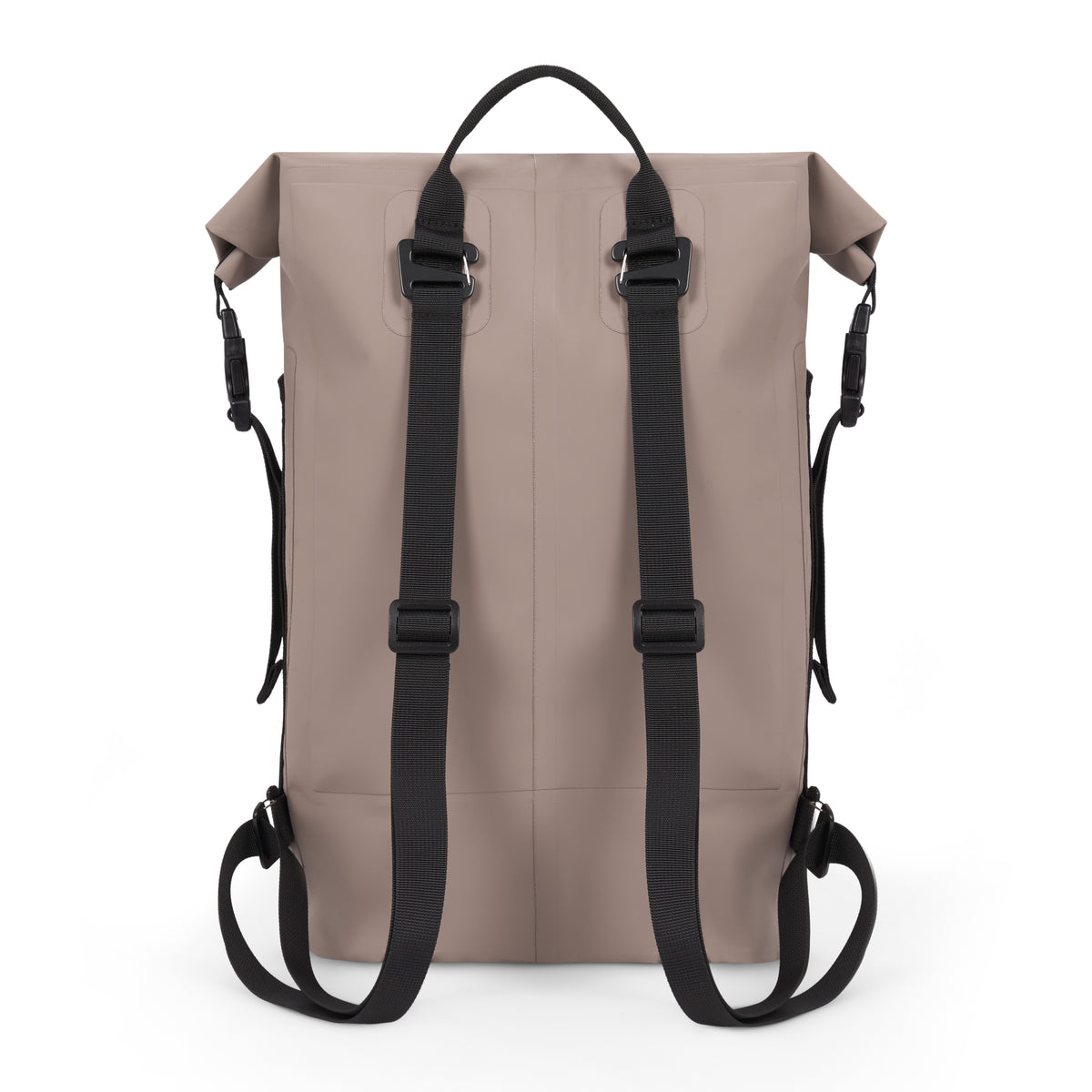 Beiger Rolltop Rucksack "Myles" von Johnny Urban mit schwarzen verstellbaren Schultergurten und Tragegriff