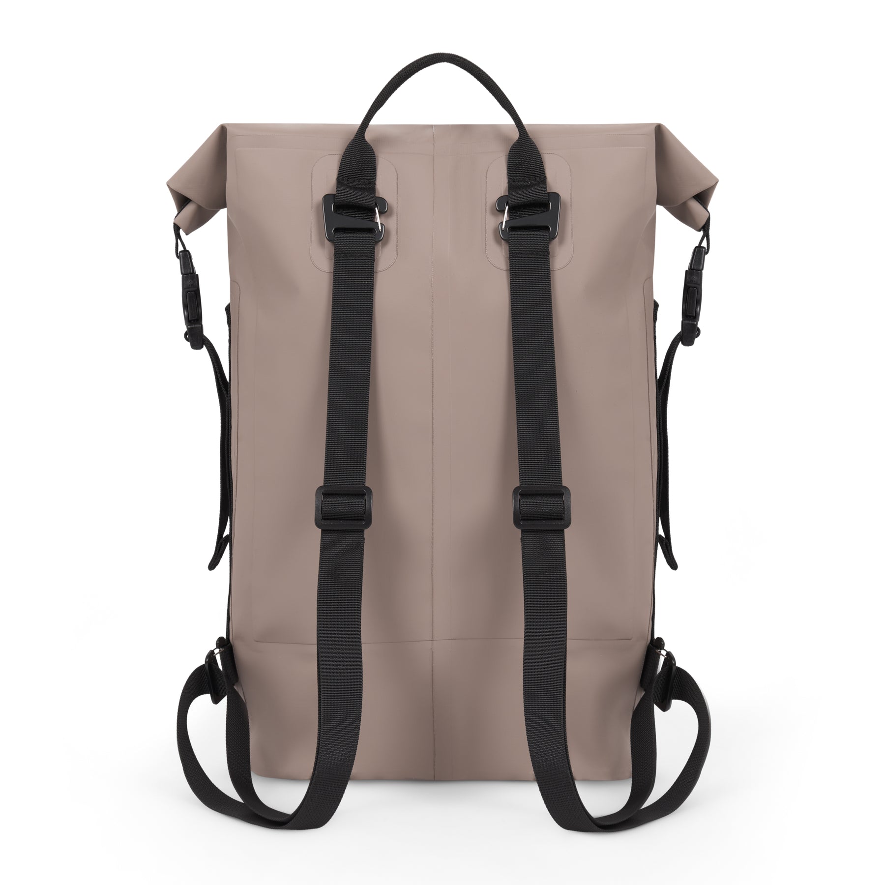 Beiger Rolltop Rucksack "Myles" von Johnny Urban mit schwarzen verstellbaren Schultergurten und Tragegriff