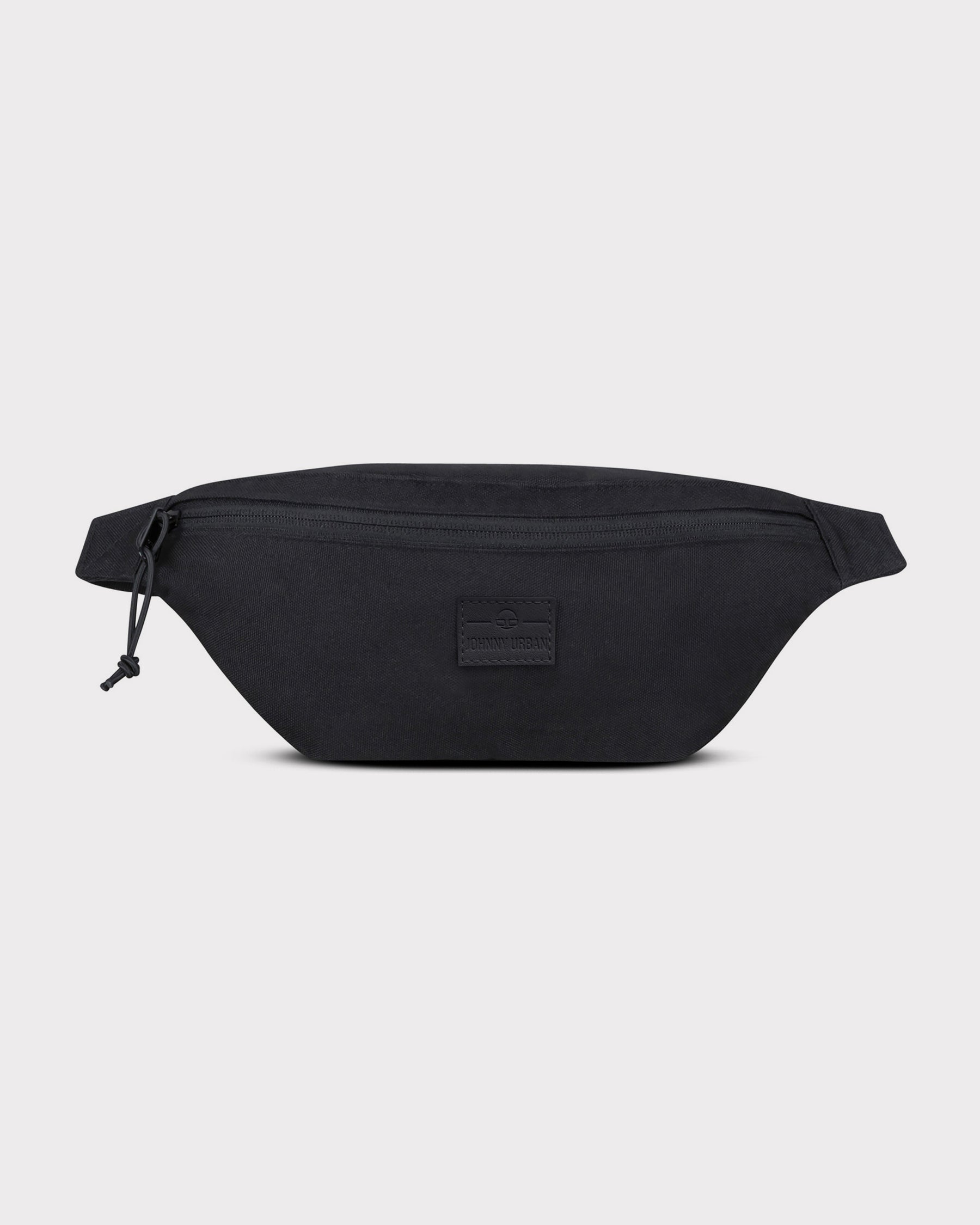 Schwarze Bauchtasche 'Erik Small' von Johnny Urban mit Reißverschluss und Logo auf der Vorderseite