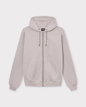 Oversized Zip-Hoodie 'Caleb' in hellem Beige mit Kapuze, Kängurutasche und Reißverschluss