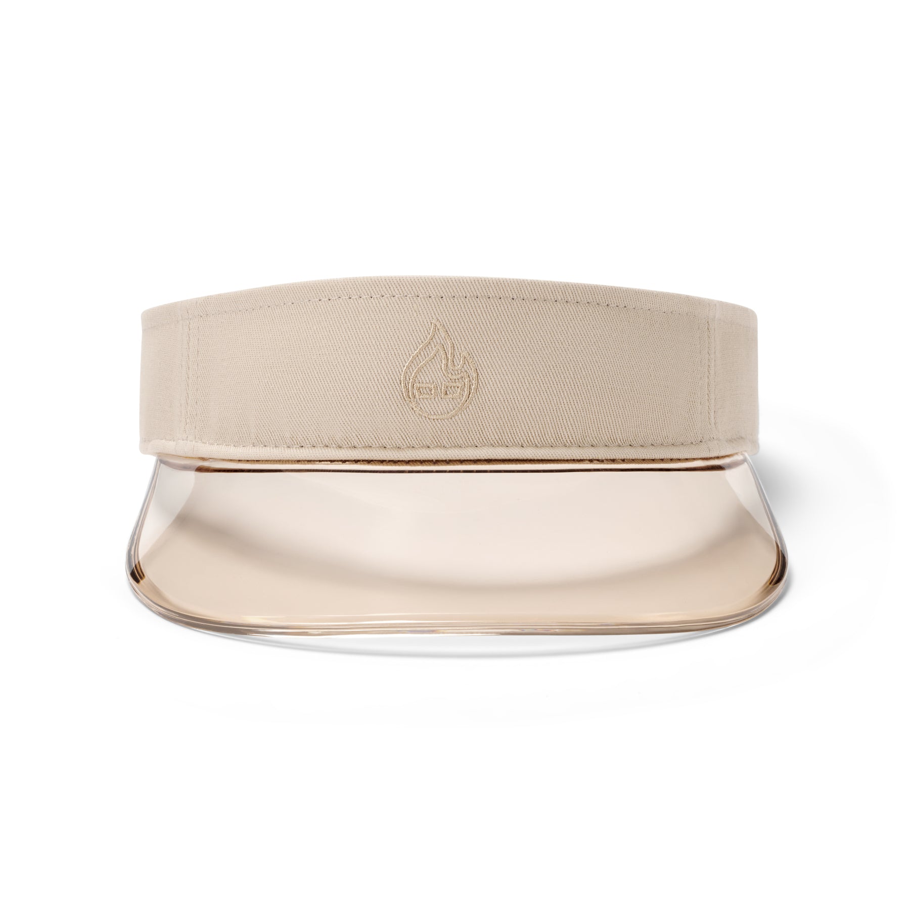 Sandfarbener Sun Visor 'Joy' mit transparentem UV-Schutz-Schild und gesticktem Logo