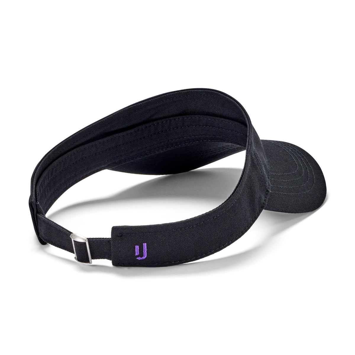 Schwarzes Sun Visor 'Terry' mit lila Johnny Urban Logo seitlich und verstellbarem Riemen