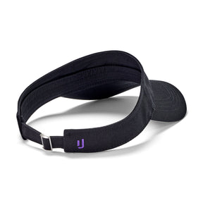 Schwarzes Sun Visor 'Terry' mit lila Johnny Urban Logo seitlich und verstellbarem Riemen