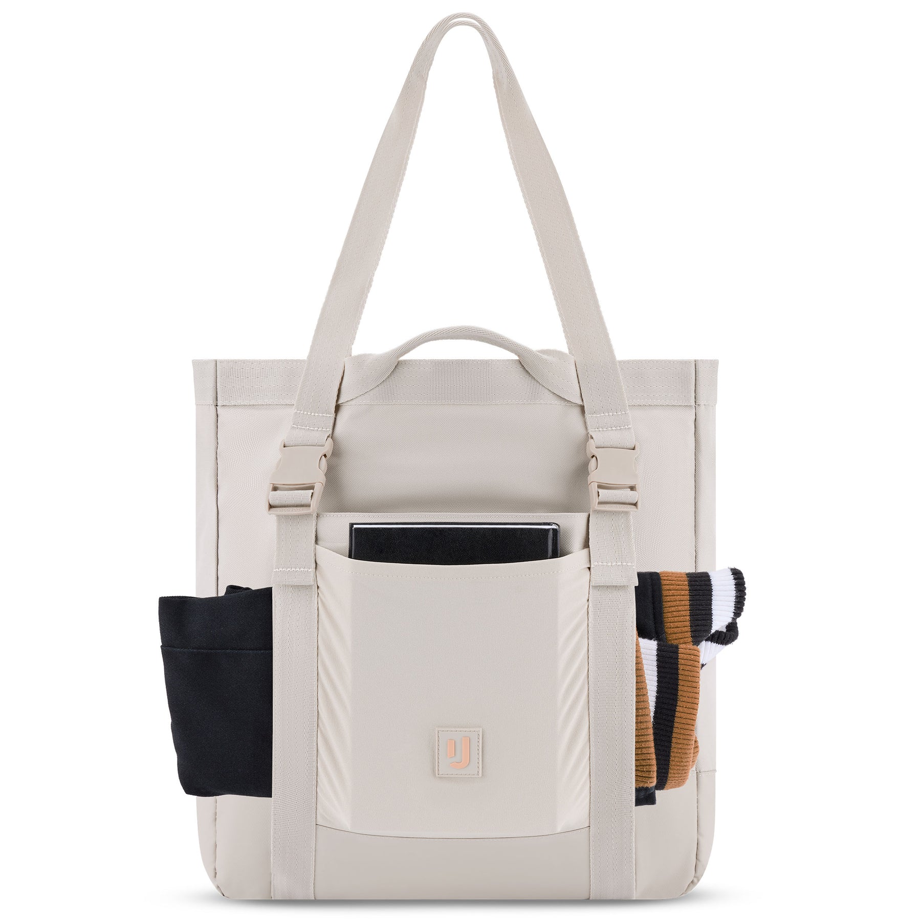 Helles Johnny Urban Tote Bag 'Jessy' mit frontaler Tasche, Schlaufen und farblich abgesetztem Stoff