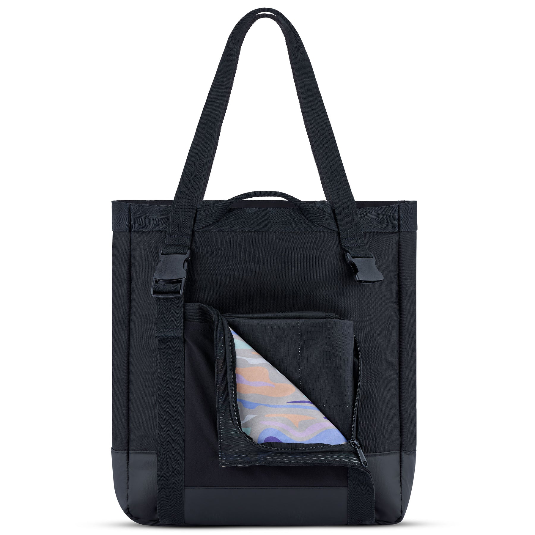 Johnny Urban Tote Bag ‚Jessy‘ in Schwarz mit integriertem Reißverschlussfach und faltbarer Picknickdecke