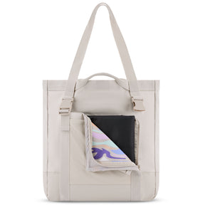 Beiger Johnny Urban Tote Bag 'Jessy' mit integriertem Reißverschlussfach und farbiger Picknickdecke