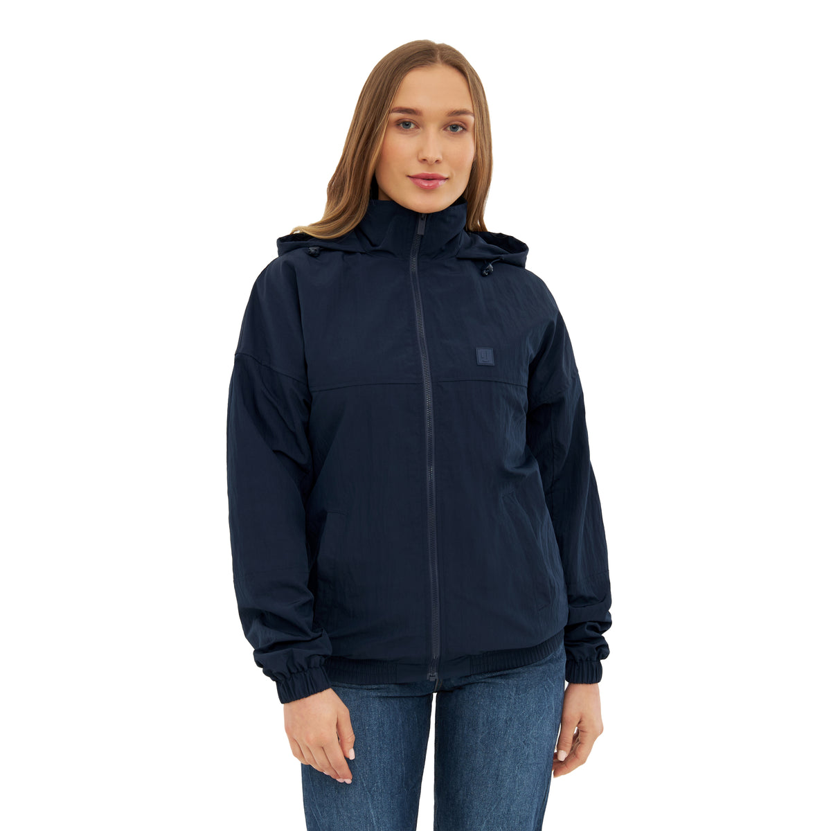 Damen in blauer Übergangsjacke 'Lennon' mit Kapuze und Reißverschluss von Johnny Urban