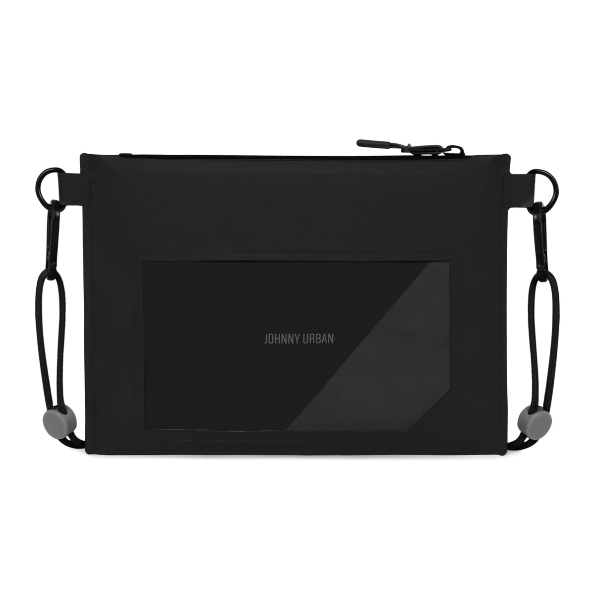 Schwarze wasserdichte Dry Bag 'Alfie' von Johnny Urban mit transparentem Fenster und verstellbarem Trageband