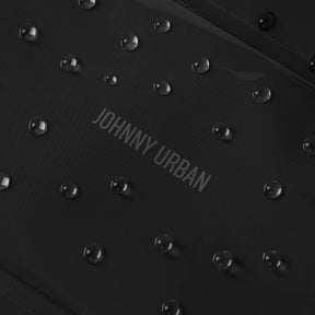Wasserdichte schwarze Dry Bag 'Alfie' mit Wassertröpfchen und Johnny Urban Aufschrift