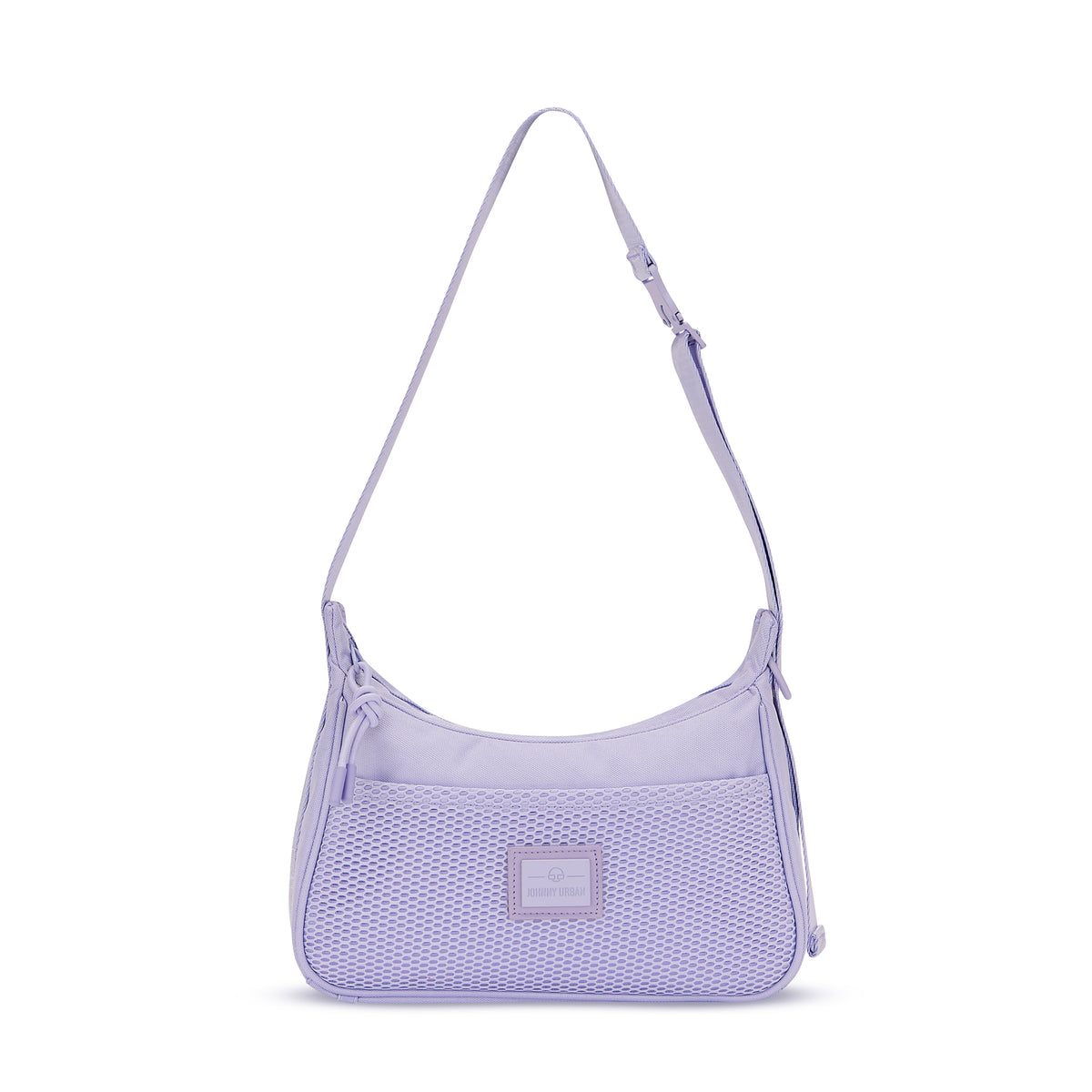 Lila Handtasche 'Maddy' mit verstellbarem Schulterriemen und Netzvordertasche von Johnny Urban