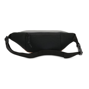 Bauchtasche 'Riley' aus schwarzem, perforiertem Material mit Reißverschlussfach und verstellbarem Gurt