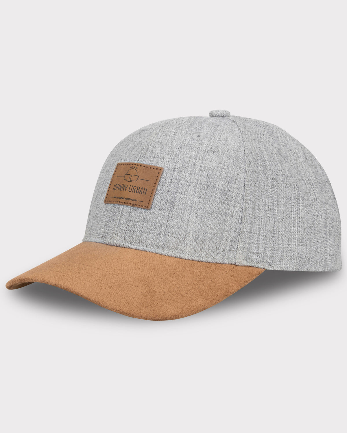 Curved Cap 'Dean' von Johnny Urban in Grau mit braunem Schirm und Logo-Patch
