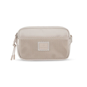 Beige Umhängetasche 'Elliot' mit mesh-Frontfach und Johnny Urban Logo